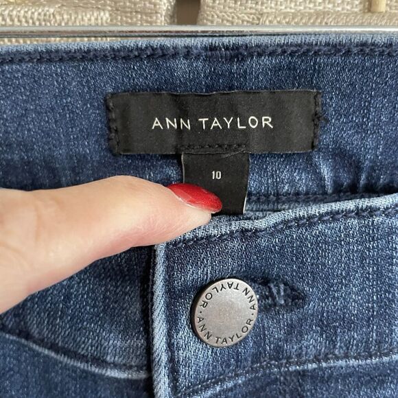 Ann Taylor Velvet Stripe THE SKINNY Jeans Size 10 Blue Mid Rise Stretch Denim - Picture 8 of 10